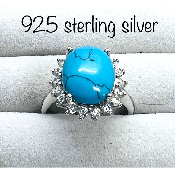 Turquoise stone ring on 925 sterling silver, size 6 - Picture 3 of 8